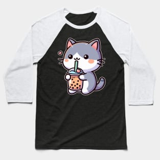 funny cat drink orange boba Baseball T-Shirt